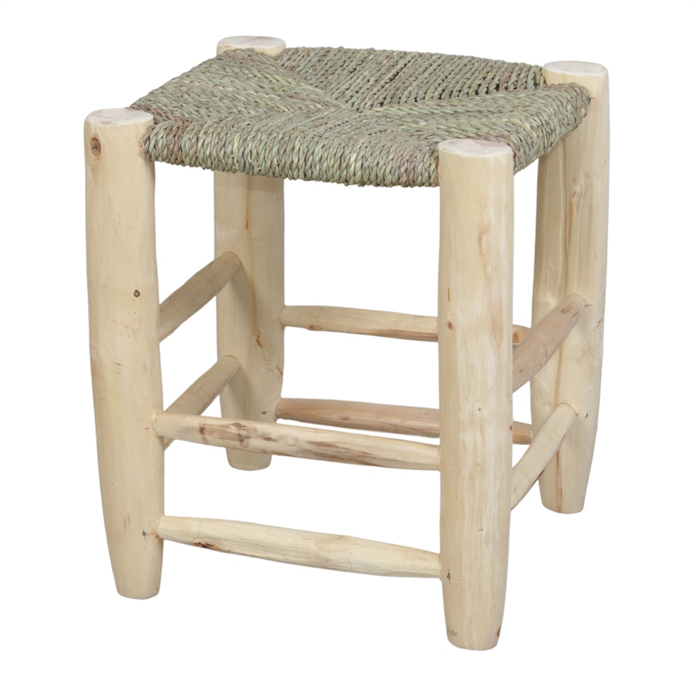 Taburete Bajo De Madera Y Fibra Kandice - Misterwils Furniture For Free Souls 37x40x37