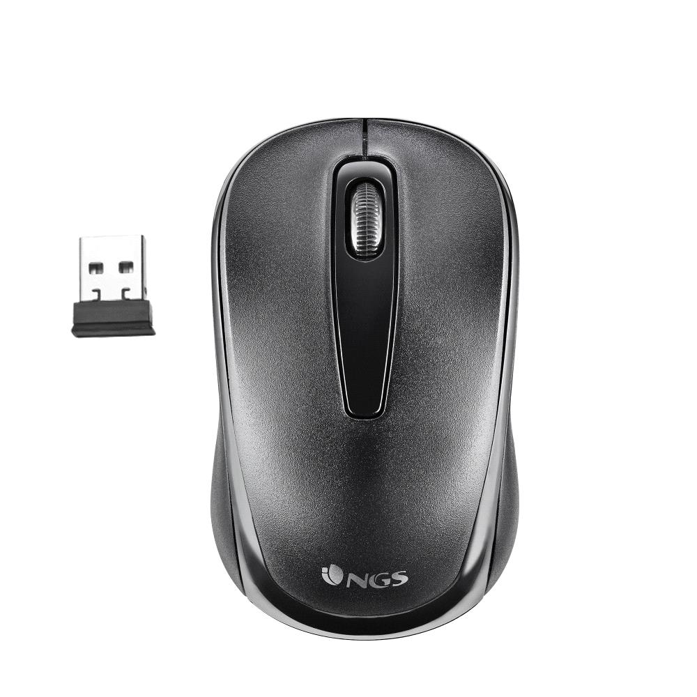 NGS EASY GAMMA - Ratón Óptico Inalámbrico de 1200 DPI con Conexión USB, 2,4 GHz, Scroll + 2 Botones