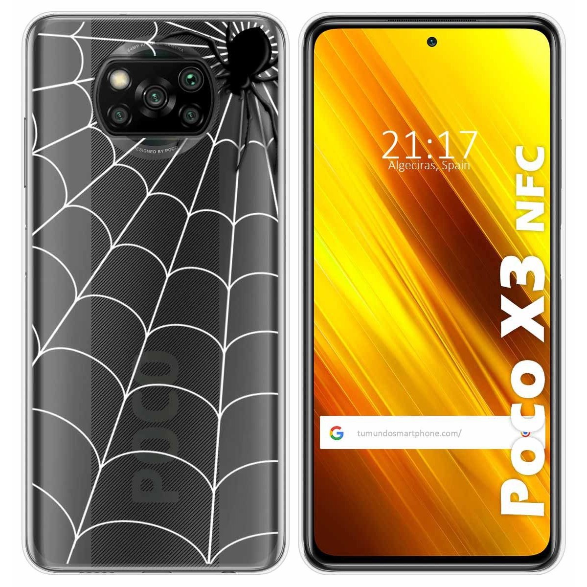 Tumundosmartphone Funda Gel Transparente para Xiaomi POCO X3 NFC / X3 PRO diseño Araña Dibujos