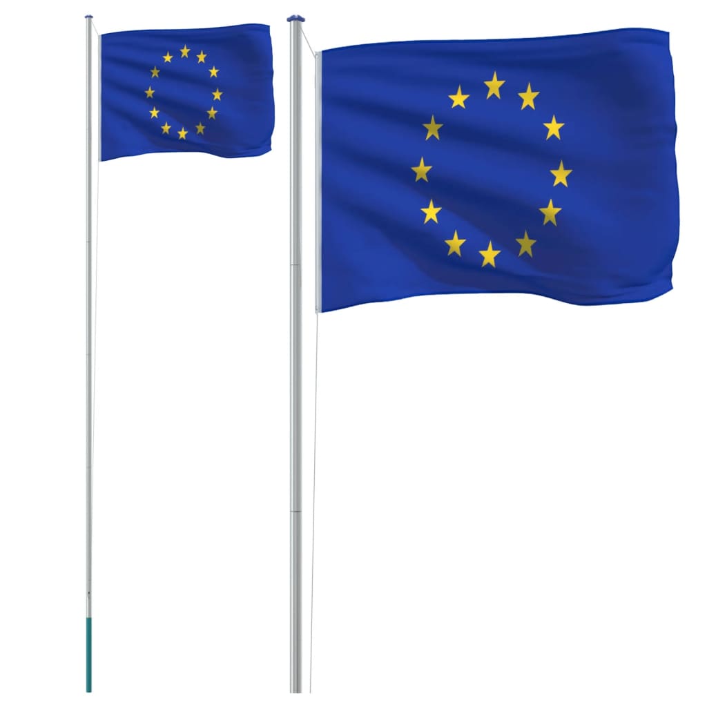 vidaXL Mástil y bandera de Europa aluminio 6,23 m