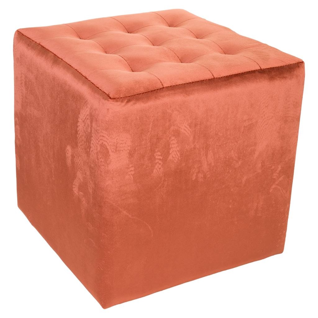 WANDERLUST DECO Taburete tapizado naranja 40x40x38h cm de estilo Art Deco