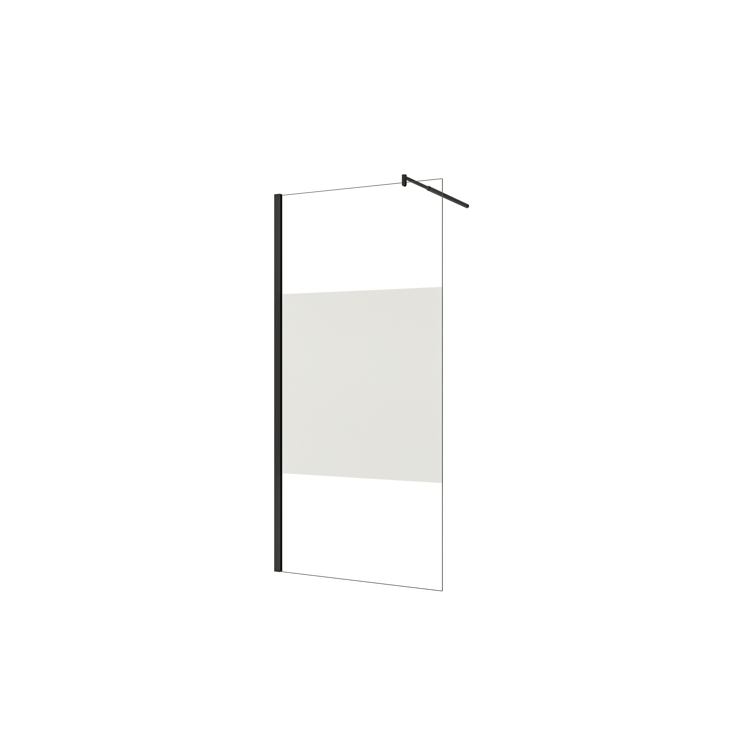 AICA Panel de ducha Serigrafiado Central Vidrio 8mm con Película de Seguridad a Prueba de Explosiones (68-70)x200cm con Barra Negra mate 70-120cm