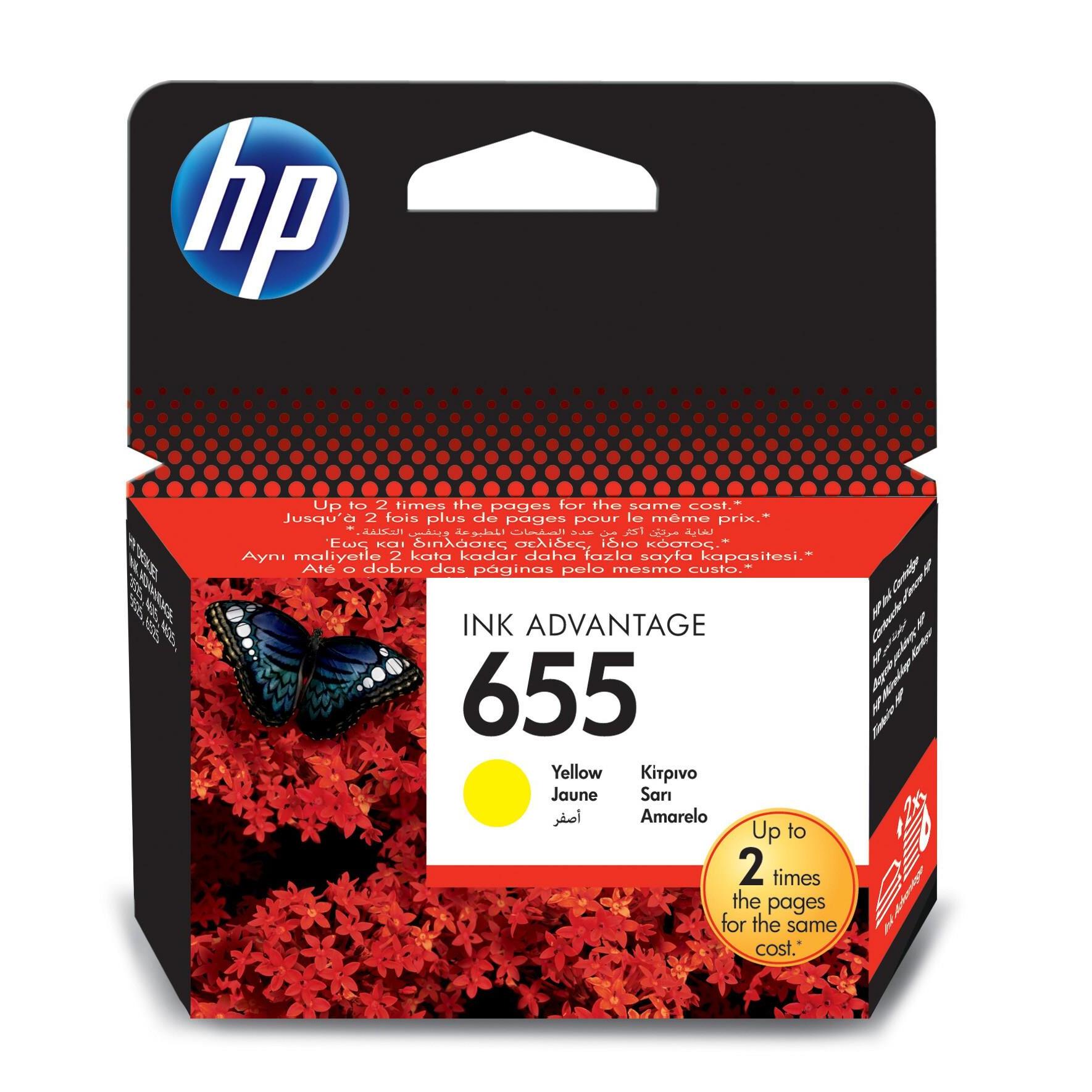 Cartucho de Tinta HP 655 Amarillo a Base de Pigmentos