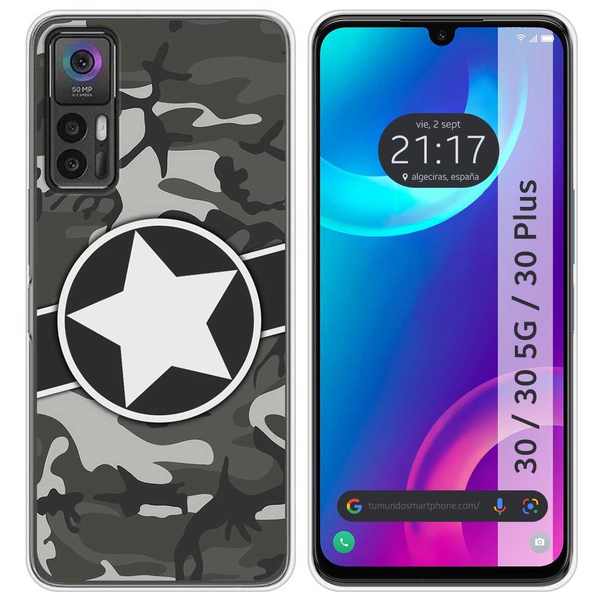 Funda Silicona para TCL 30 / 30 5G / 30 Plus diseño Camuflaje 02 Dibujos