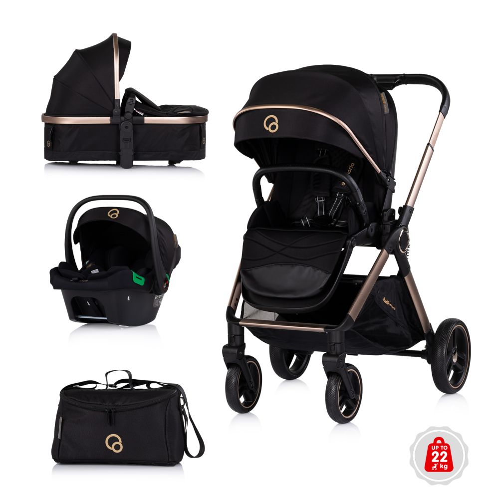 Carrito de Bebé 3 en 1 EUPHORIA Chipolino con Capazo, Silla Reversible y Silla de Coche hasta 22 kg