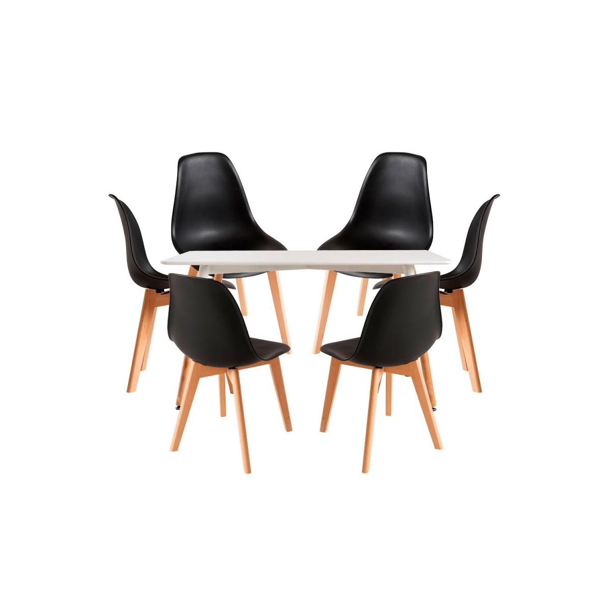 Regalos Miguel - Conjuntos de mesa y sillas - Conjunto Mesa Tower Rectangular 120 x 80 cm Blanca y Pack 6 Sillas Kelen - Negro