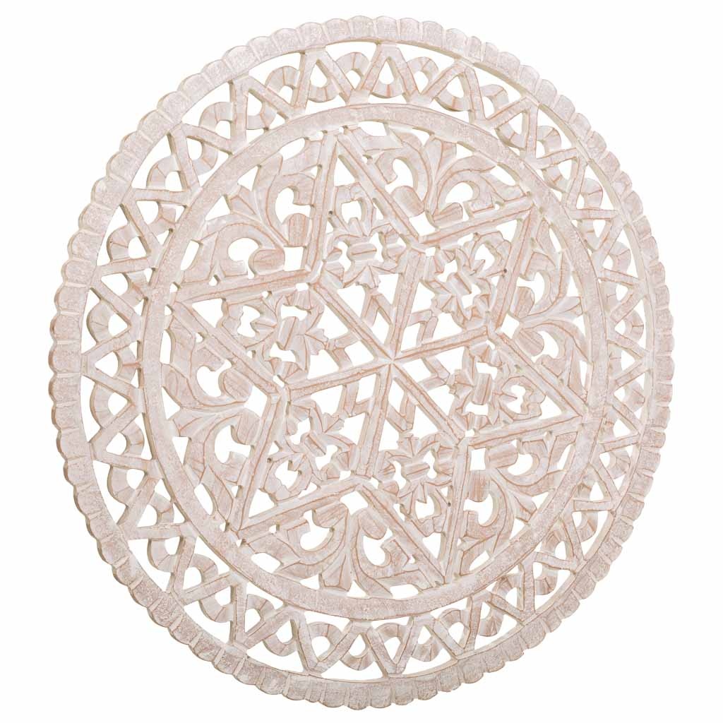 WANDERLUST DECO Panel de Madera Artesanal Blanco Decorativo Estilo Rústico 76x76x2 5h Cm