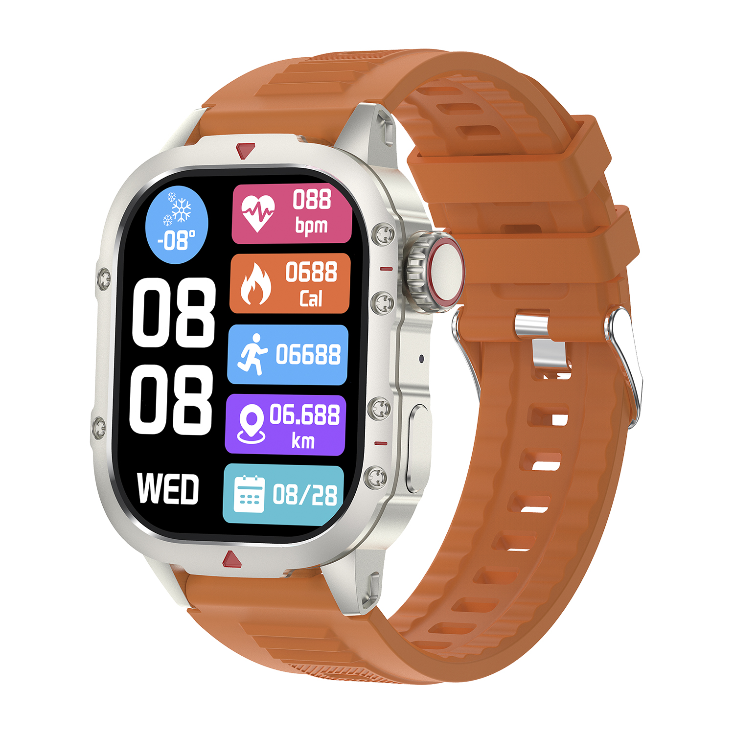 DAM. Smartwatch B04 con llamadas BT, notificaciones push. Monitor deportivo y de salud. Corona multifunción. 5x1x6cm