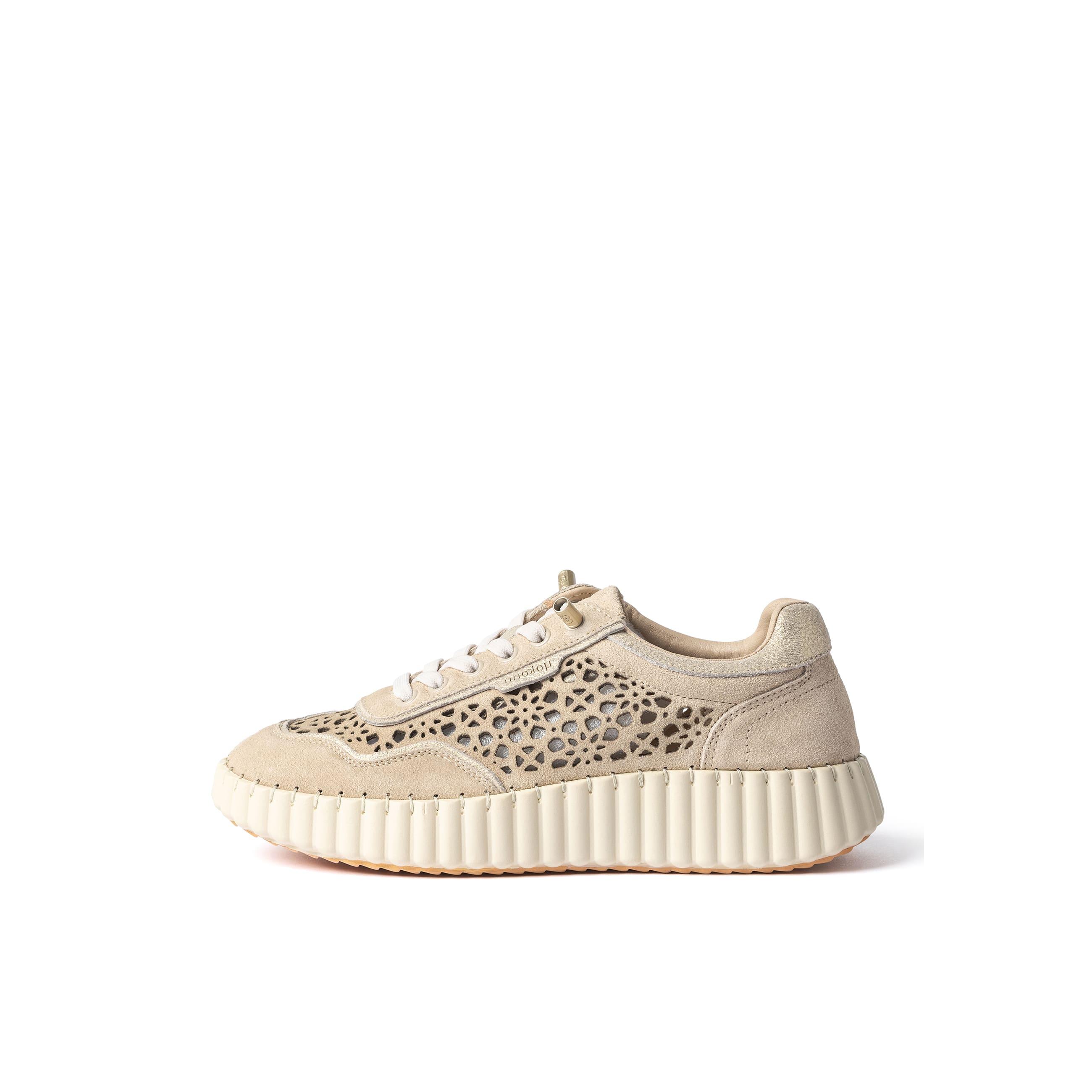 YOKONO Sneaker VANNA-100 DORADO | Zapatos mujer Primavera-Verano | Piel vacuna  Serraje | 2 CM