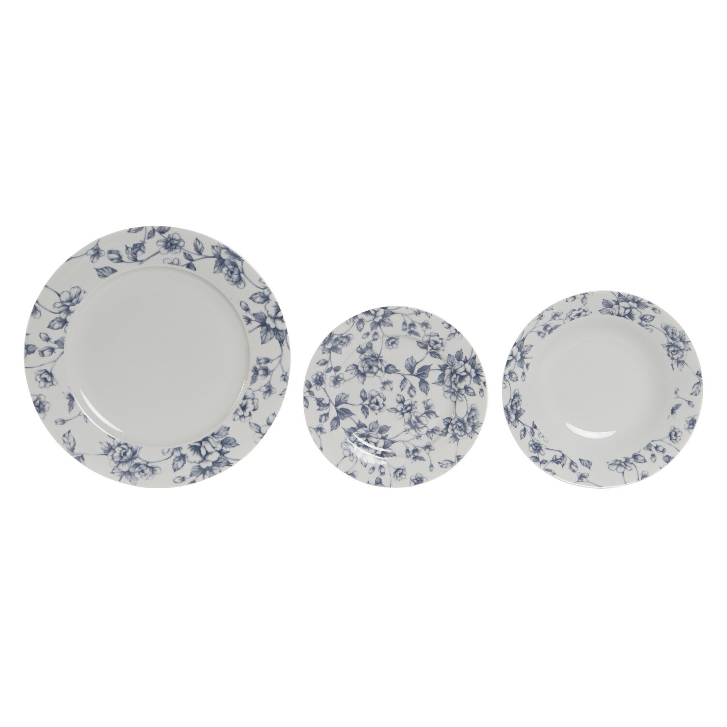 Vajilla set 18 porcelana 27x27x2 floral azul , La mejor decoración para tu hogar.