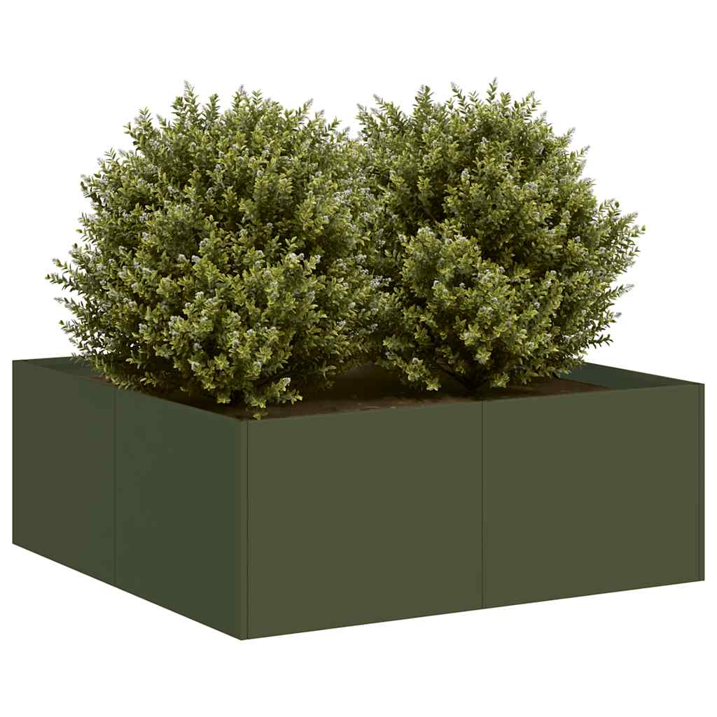 vidaXL Jardinera acero 80x80x30 cm en color Negro/Antracita/Verde oliva y más