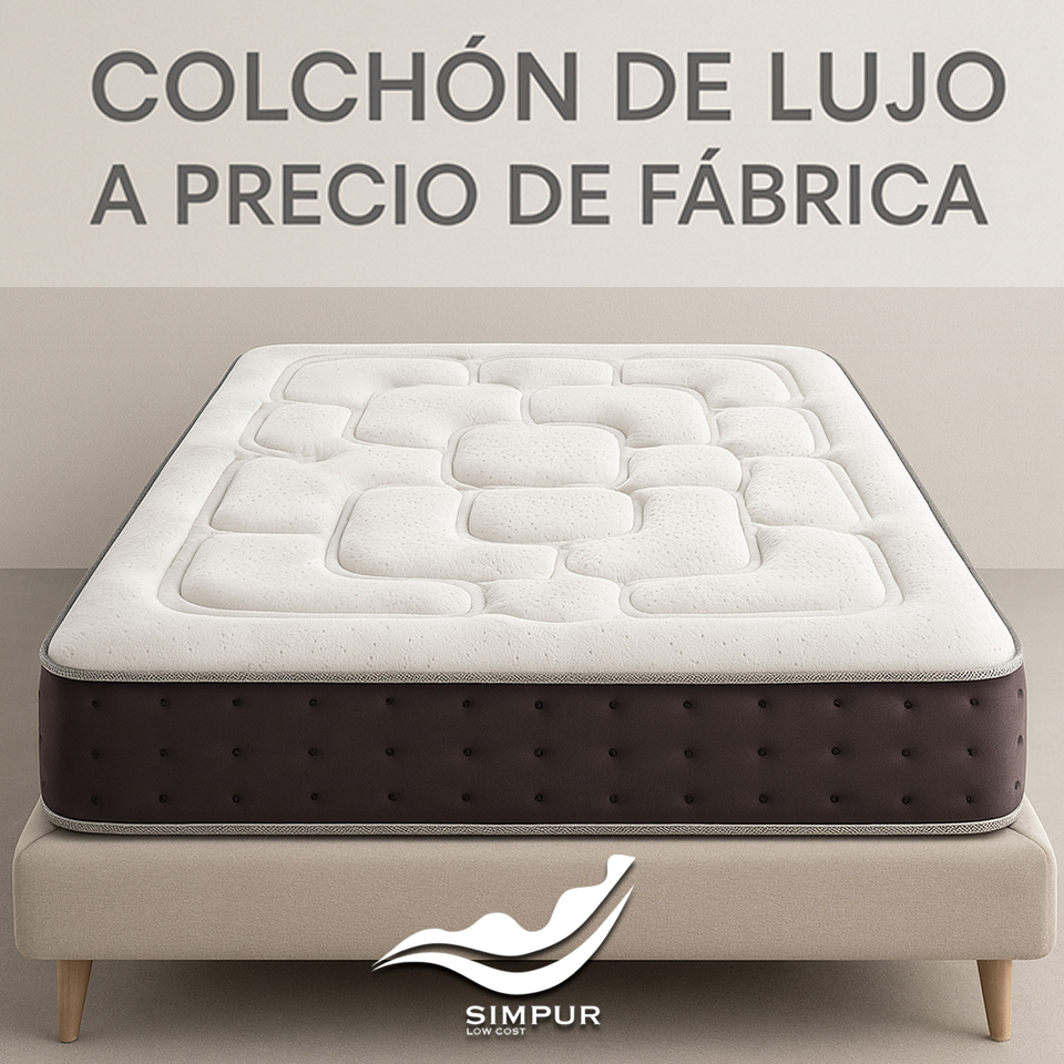 SIMPUR Colchón Royal Top - de 15 a 30 cm Visco-Grafeno y muelles - Soporte firme y confortable - 9 zonas - Espuma HR de alta densidad - Termorregulación - Antiestático - Oeko-Tex - Fabricado en España 90x190 135x190 150x190