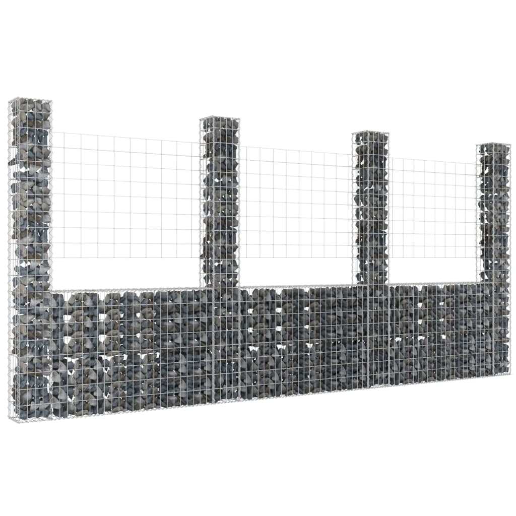 Cesta de Gaviones Vidaxl Forma de U 4 Postes de Hierro Dimensiones 140 X 20 X 100 Cm - Para Jardín