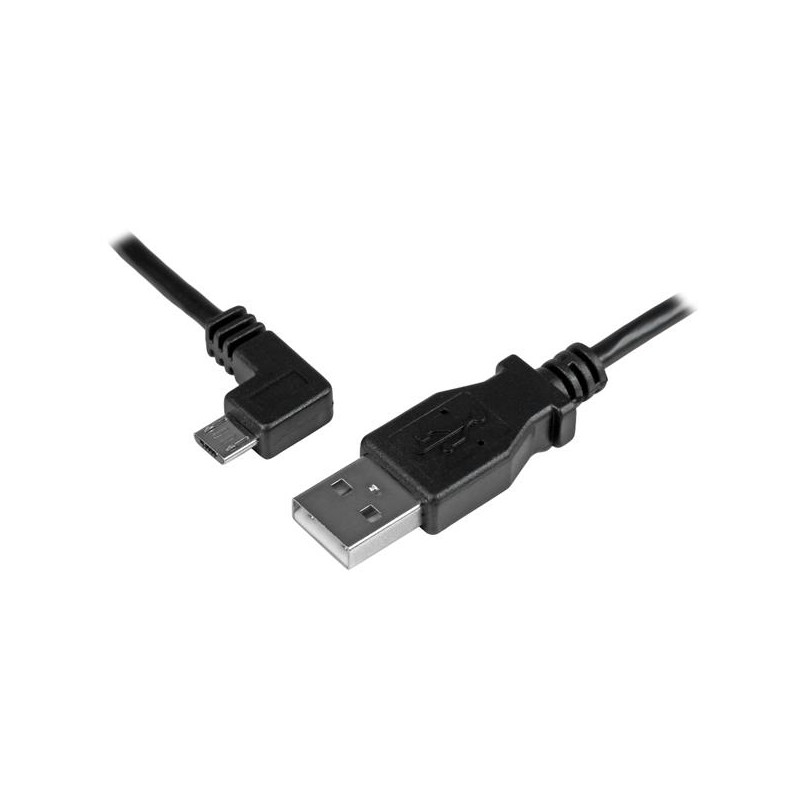 StarTech.com - Cable de 0,5m Micro USB Acodado a la Izquierda para Carga y Sincronización de Smartphones o Tablets USBAUB50CMLA