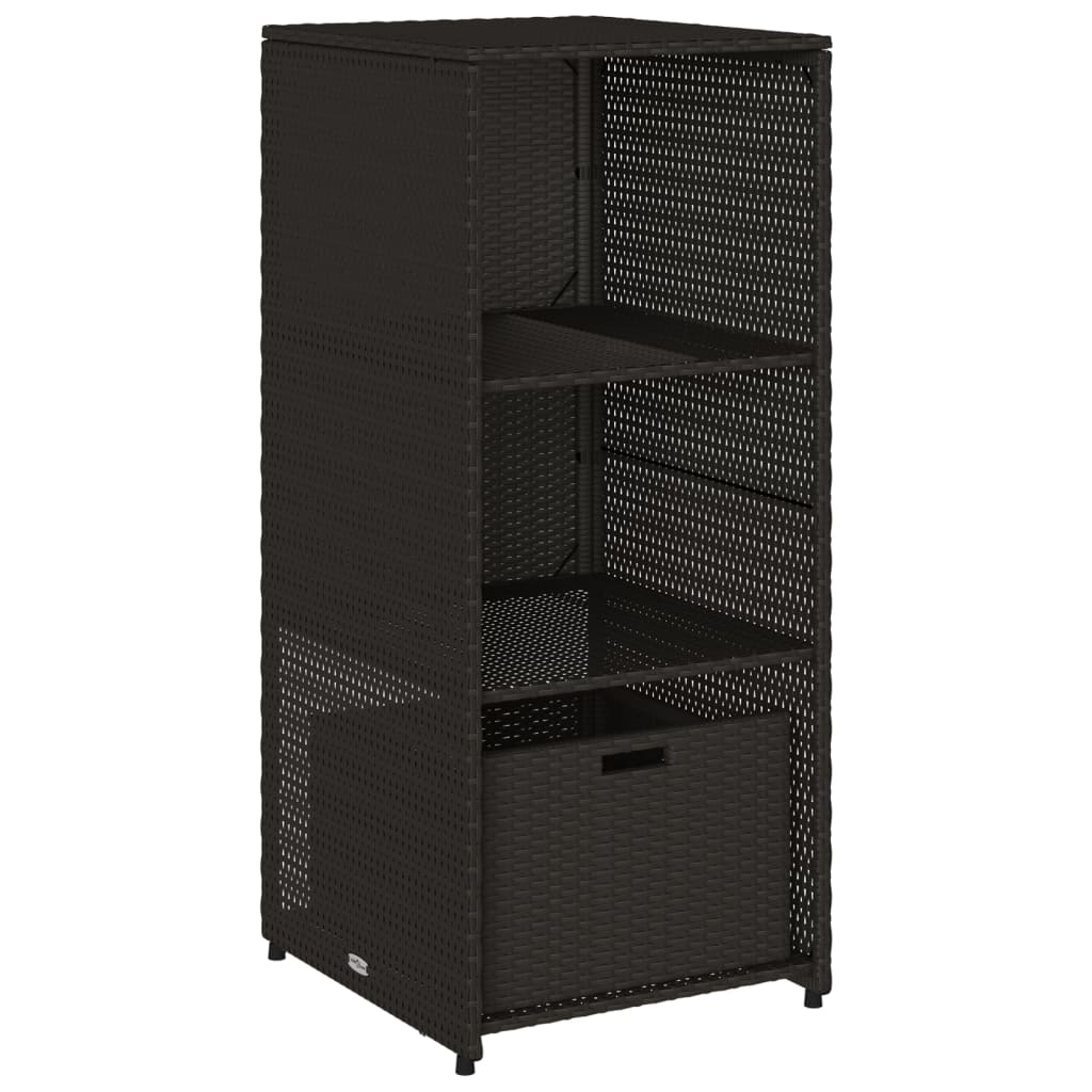 vidaXL Armario de almacenaje de jardín ratán PE negro 50x55x115 cm