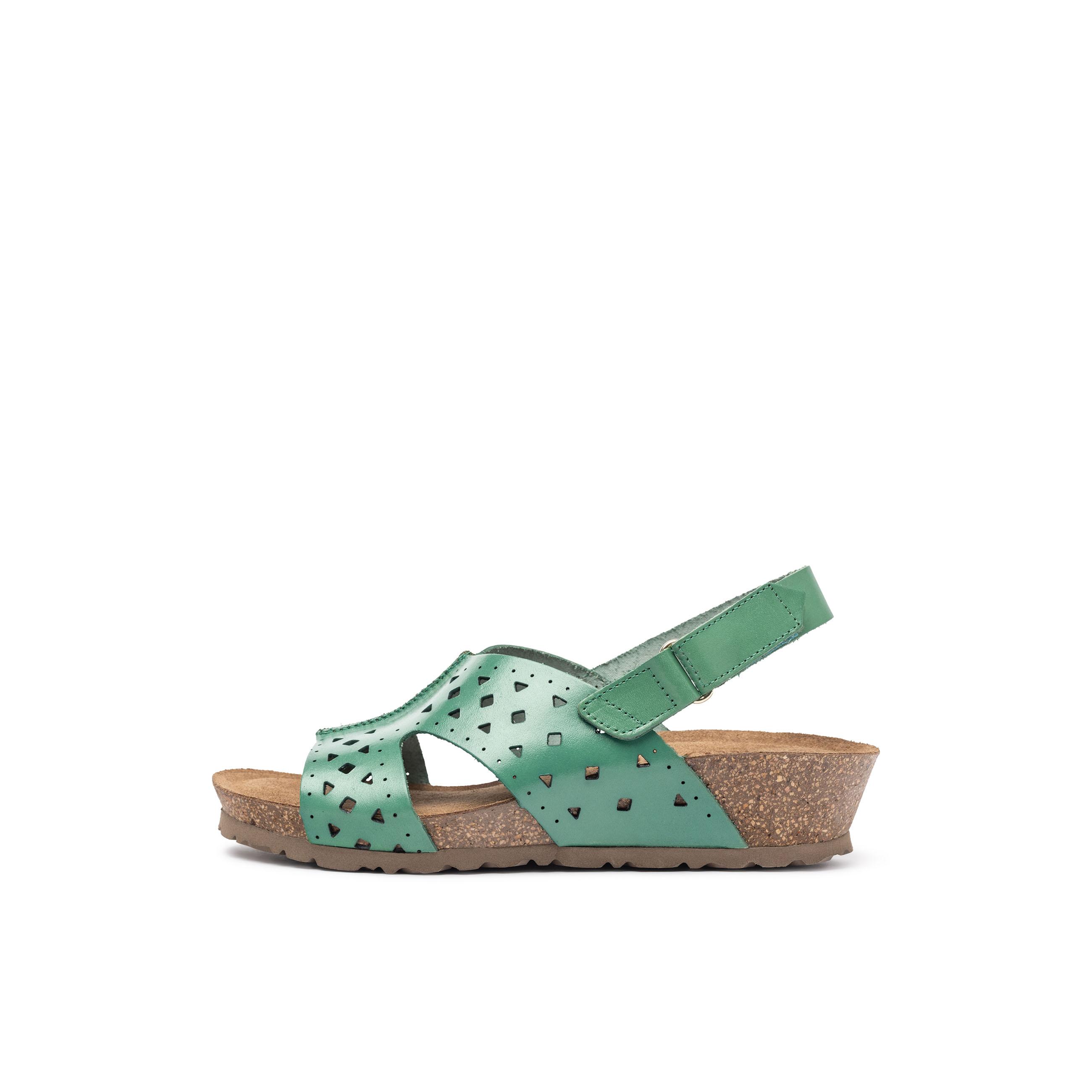 YOKONO Sandalia cuña MONACO-252 VERDE | Zapatos mujer Primavera-Verano | Piel vacuna  Vaquetilla | 3 CM