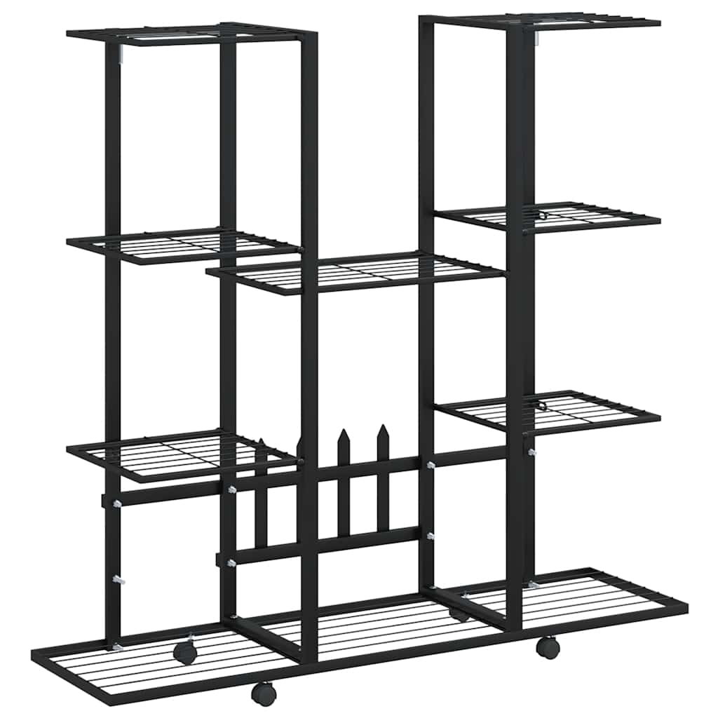 vidaXL Soporte para flores con ruedas hierro negro 94,5x24,5x91,5 cm