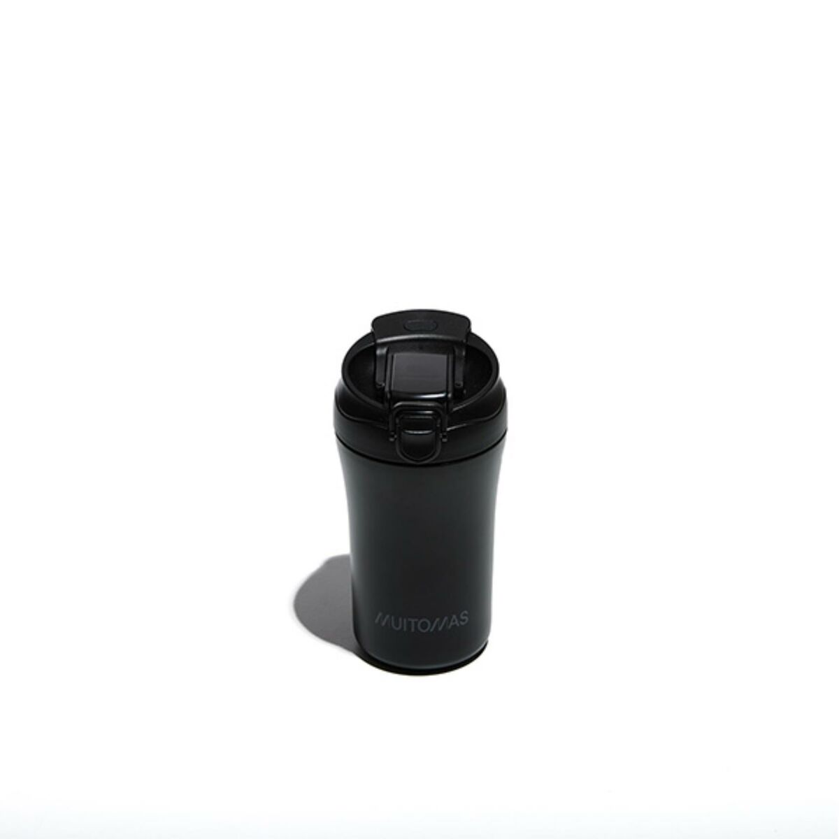 Muitomas, Taza térmica con tapa, taza térmica de café para bebidas calientes y frías, de acero, práctica y portátil, capacidad 350 ml, color negro