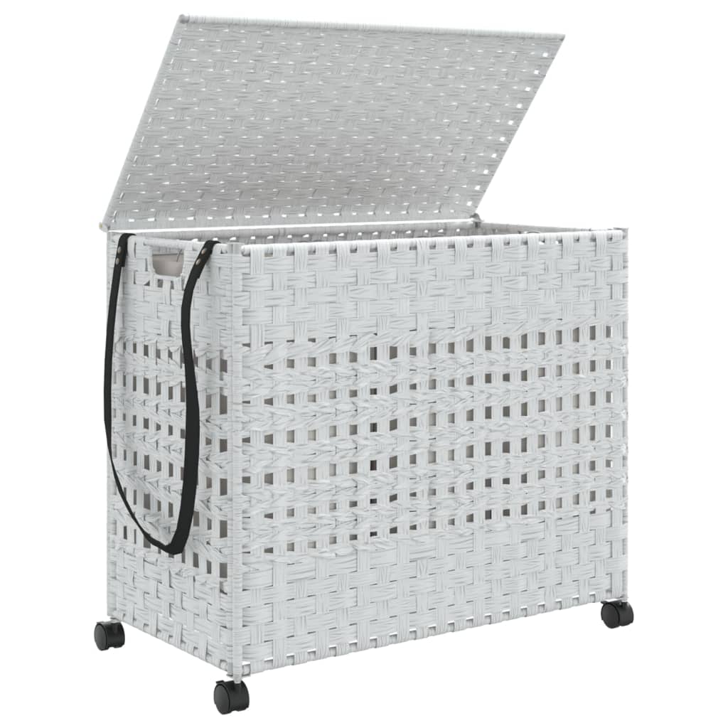 vidaXL Cesto para Ropa Sucia con Ruedas Cesta Baño Ratán Sintético Color Marrón oscuro,  Natural,  Blanco y mas
