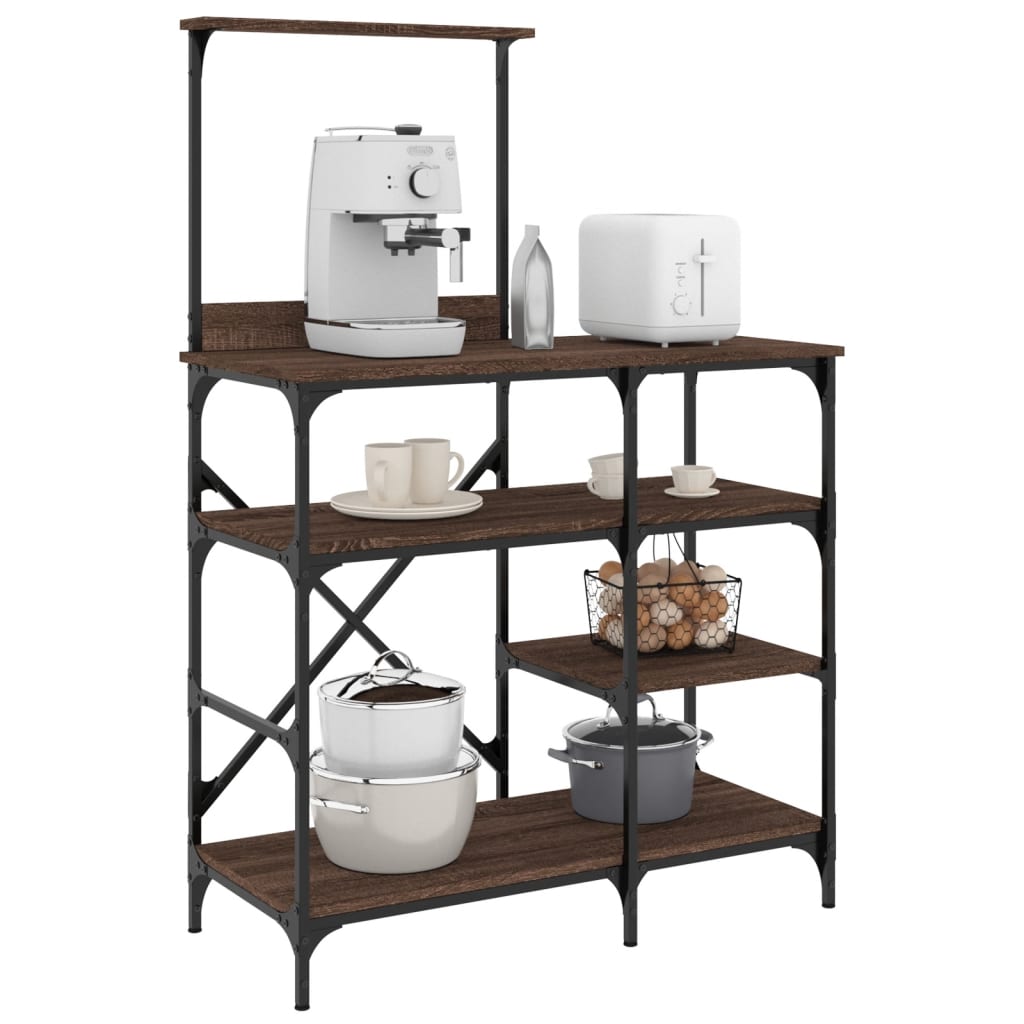 vidaXL Estantería de Cocina Organizador Estantes Madera de Ingeniería Metal Color Gris sonoma,  Marrón roble,  Roble ahumado y mas