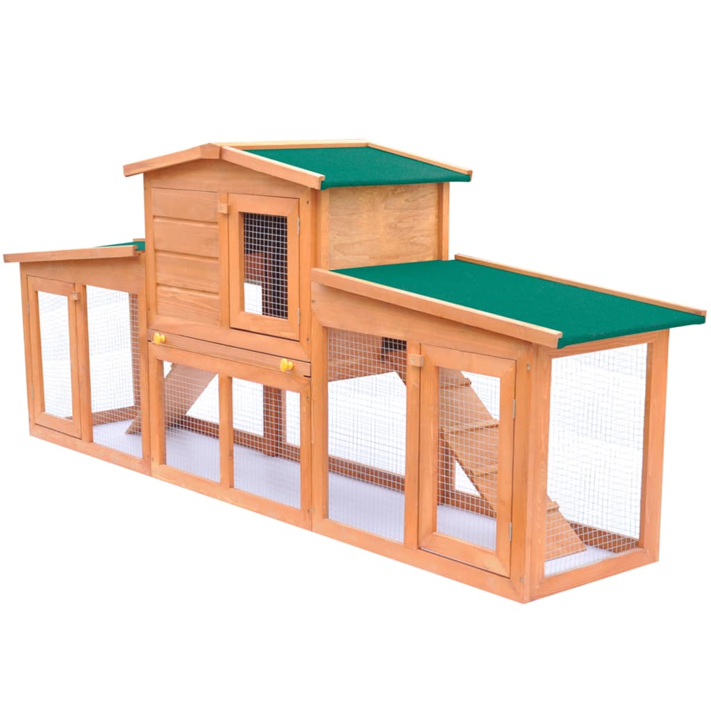 vidaXL Conejera de Exterior de Madera Techo Casa Animal Pequeño Jaula Mascota Color Marrón y verde,  Gris,  Marrón y mas