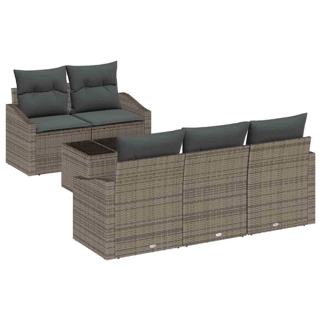 vidaXL Juego de Sofá con cojín Manual 6 pcs Gris ratán sintético