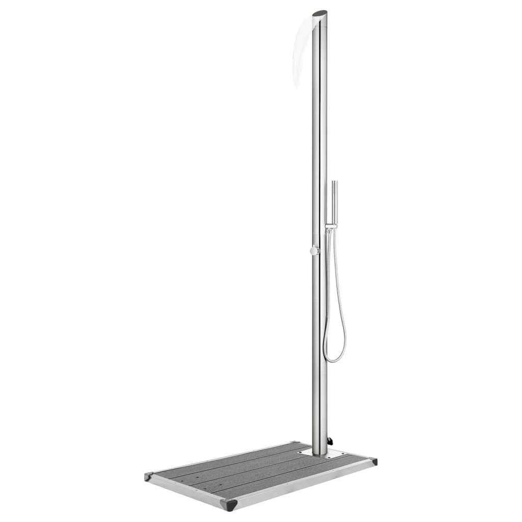 vidaXL Ducha de Jardín con Base 225 cm Acero Inoxidable Playa Piscina Color Gris,  Marrón, y mas