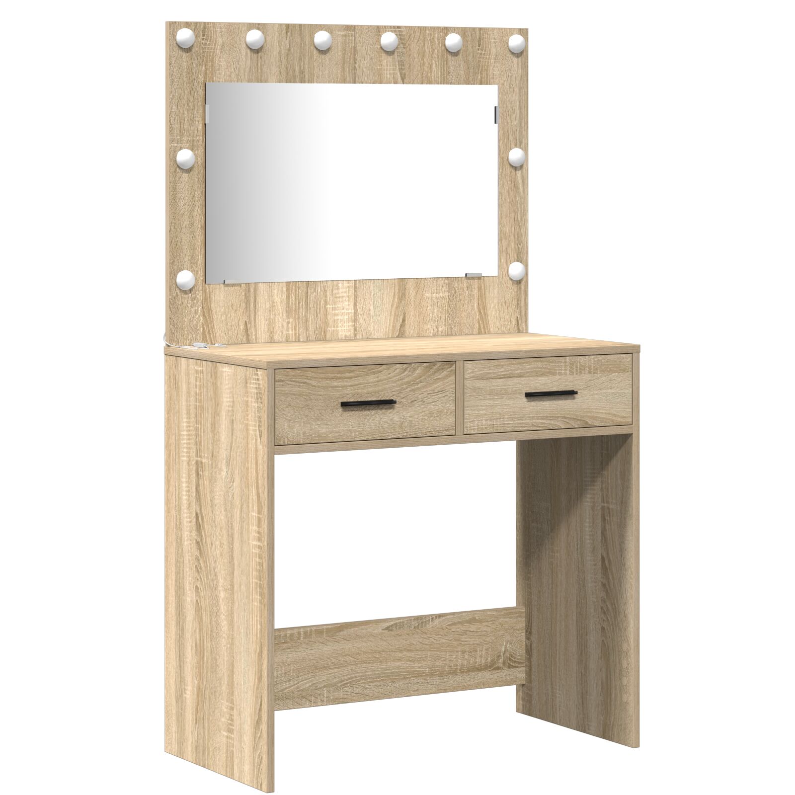 Conjunto de tocador de 2 piezas vidaXL con LED en madera de roble de Sonoma