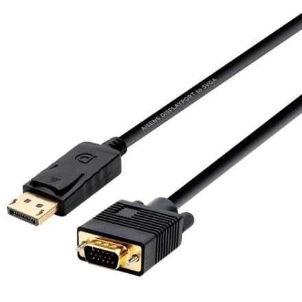 Cable Conversor Aisens A125-0365/ DisplayPort Macho - VGA Macho/ Hasta 5W/ 2300Mbps/ 2m/ Negro