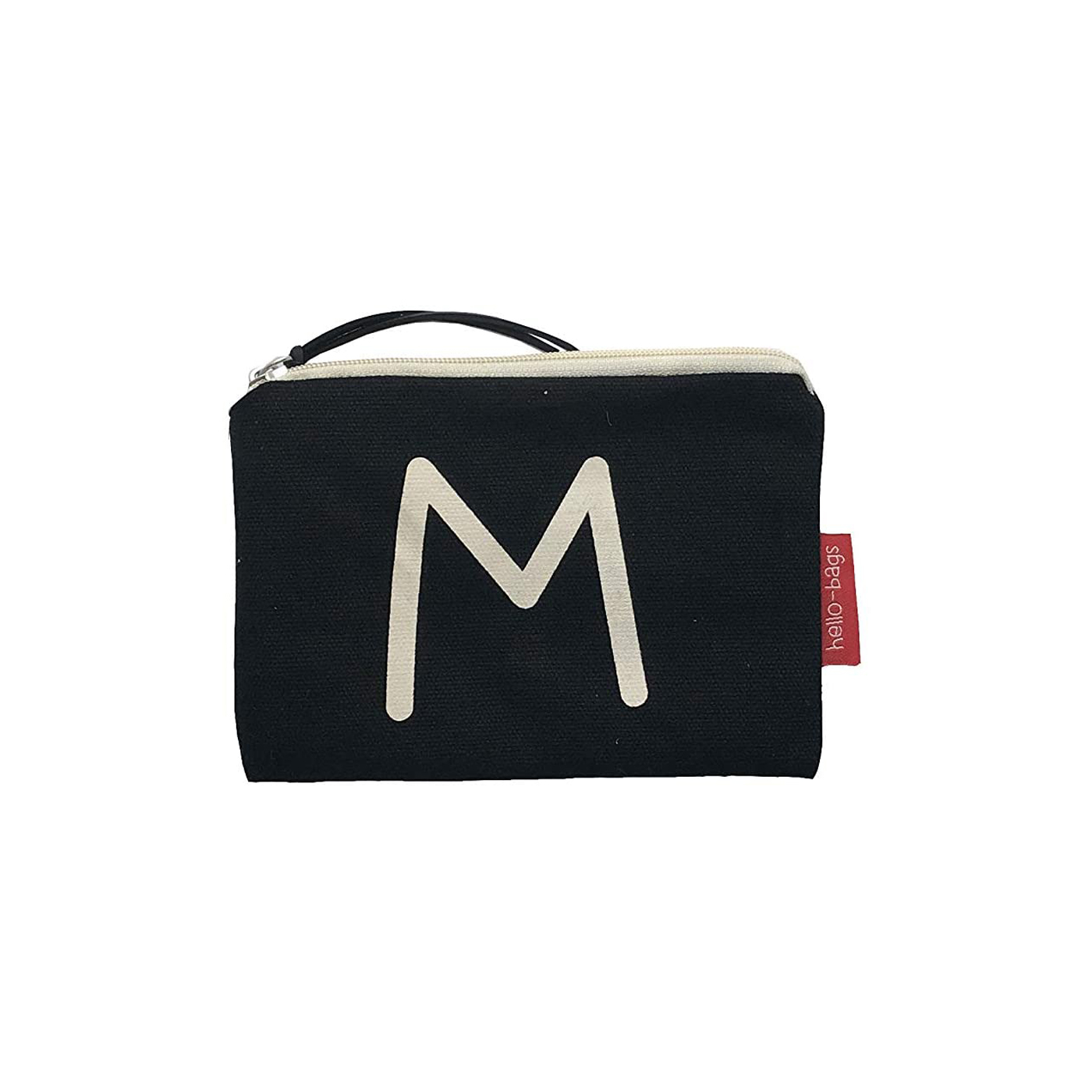 Hello-Bags. Bolso Monedero / Billetero / Tarjetero con cremallera y forro interior. Exterior: Algodón 100%. Incluye sobre kraft de regalo. Modelo: "M". Crudo / Negro. 14x10 cm.