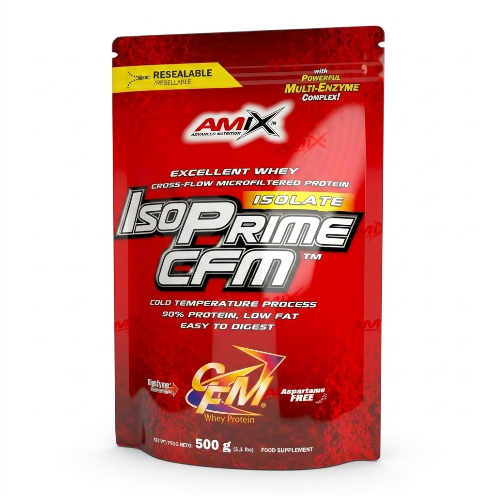 Amix IsoPrime CFM 500 gramos - Aislado de Proteína de Suero 90% (Isolate) - Rápida Absorción - Con DigeZyme y Libre de Aspartamo