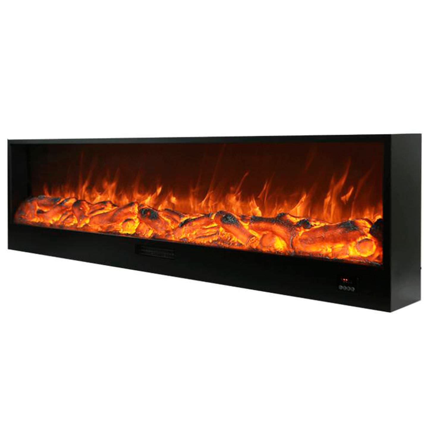 Sined Amiata Chimenea Chimenea electrica empotrable e independiente 180 cm con 1500 W de potencia Chimenea de interior negra Efecto llama 6 intensidades Mando a distancia Estructura de panel laminado en frío