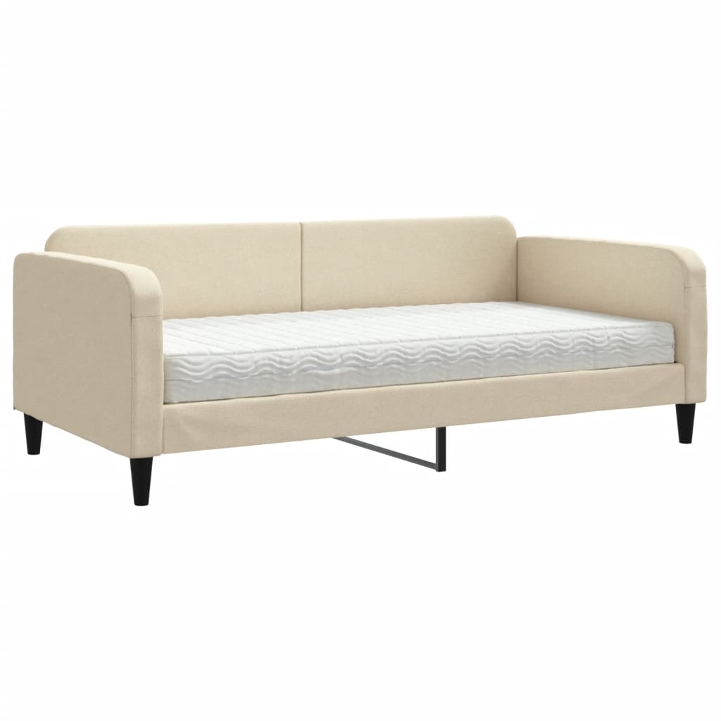 vidaXL Sofá cama con colchón tela crema 100x200 cm