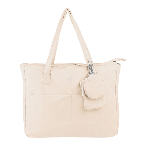 Oxford endless tote bag 14l - amplio compartimento - 9 bolsillos - incluye neceser interior, monedero y tarjetero - color beige