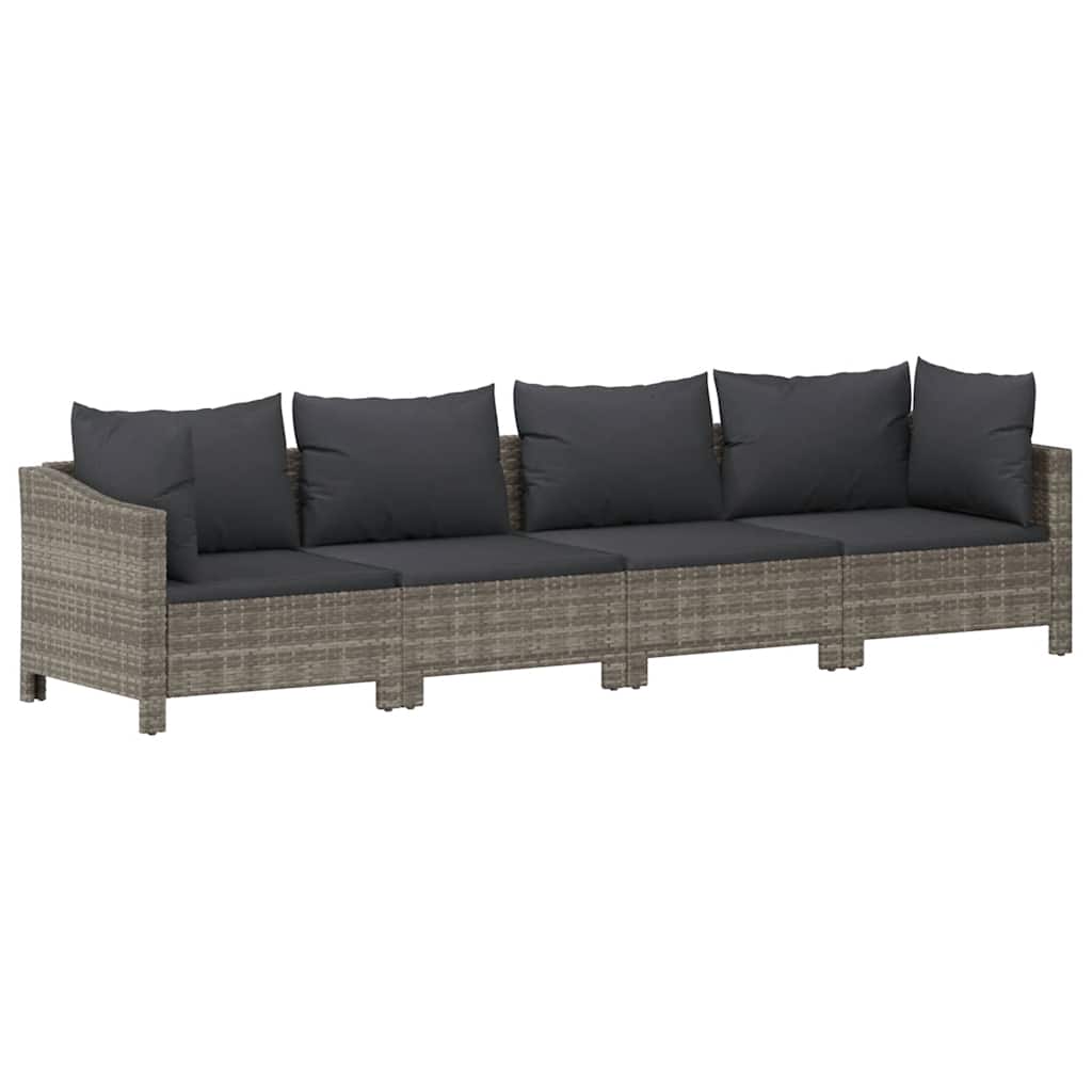 vidaXL Set de muebles de jardín 4 pzas y cojines ratán sintético gris