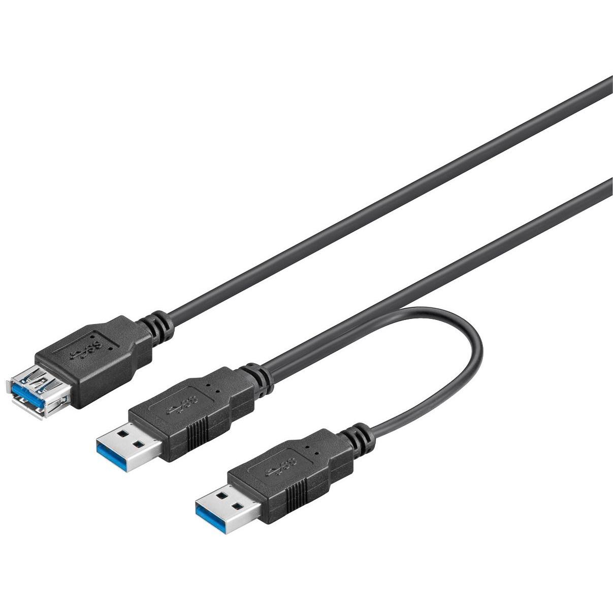 Cable USB 3.0 Goobay en Formato Y para Alimentar Dispositivos USB de Alta Energía