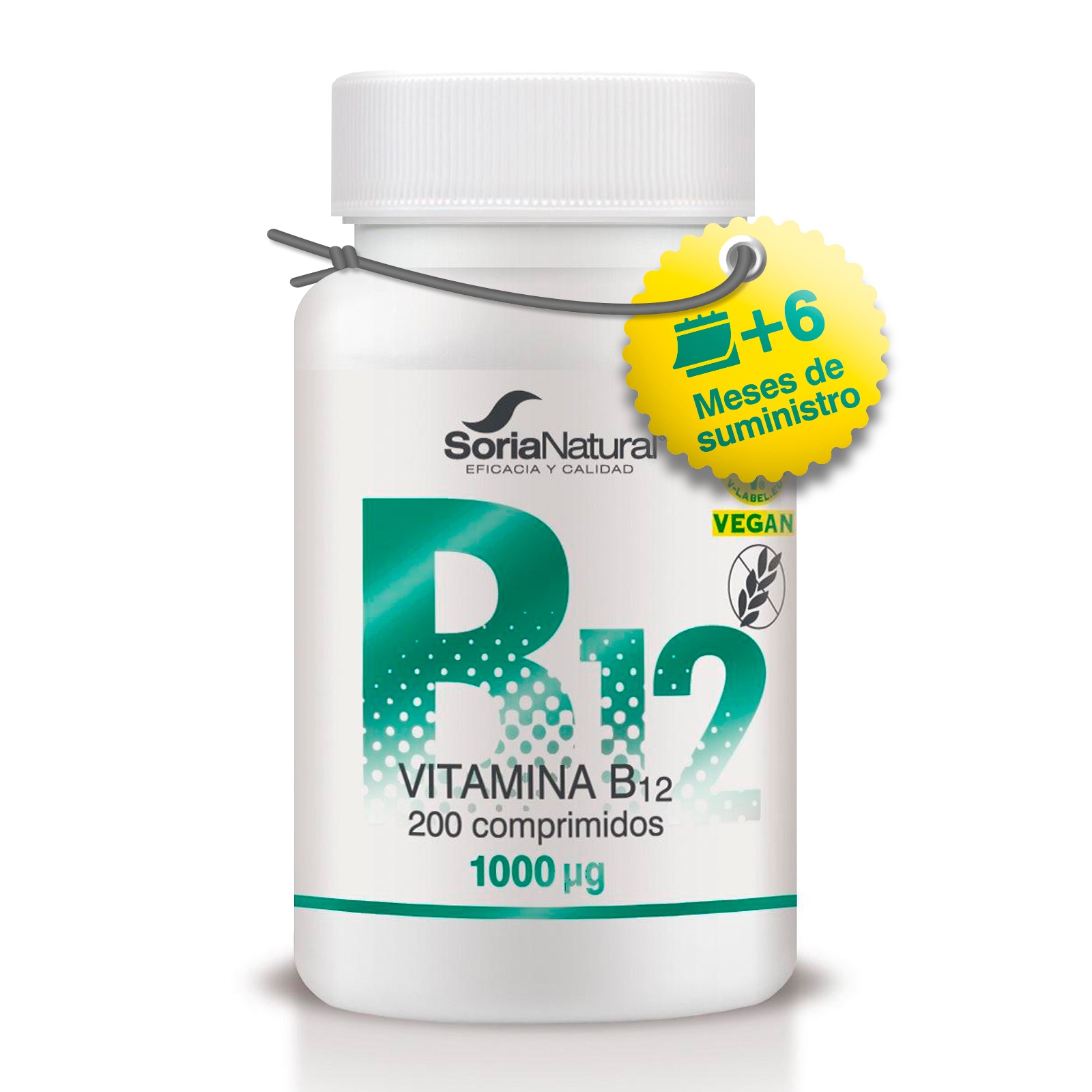 Vitamina B12 1000µg Soria Natural - 200 comprimidos para +6 Meses