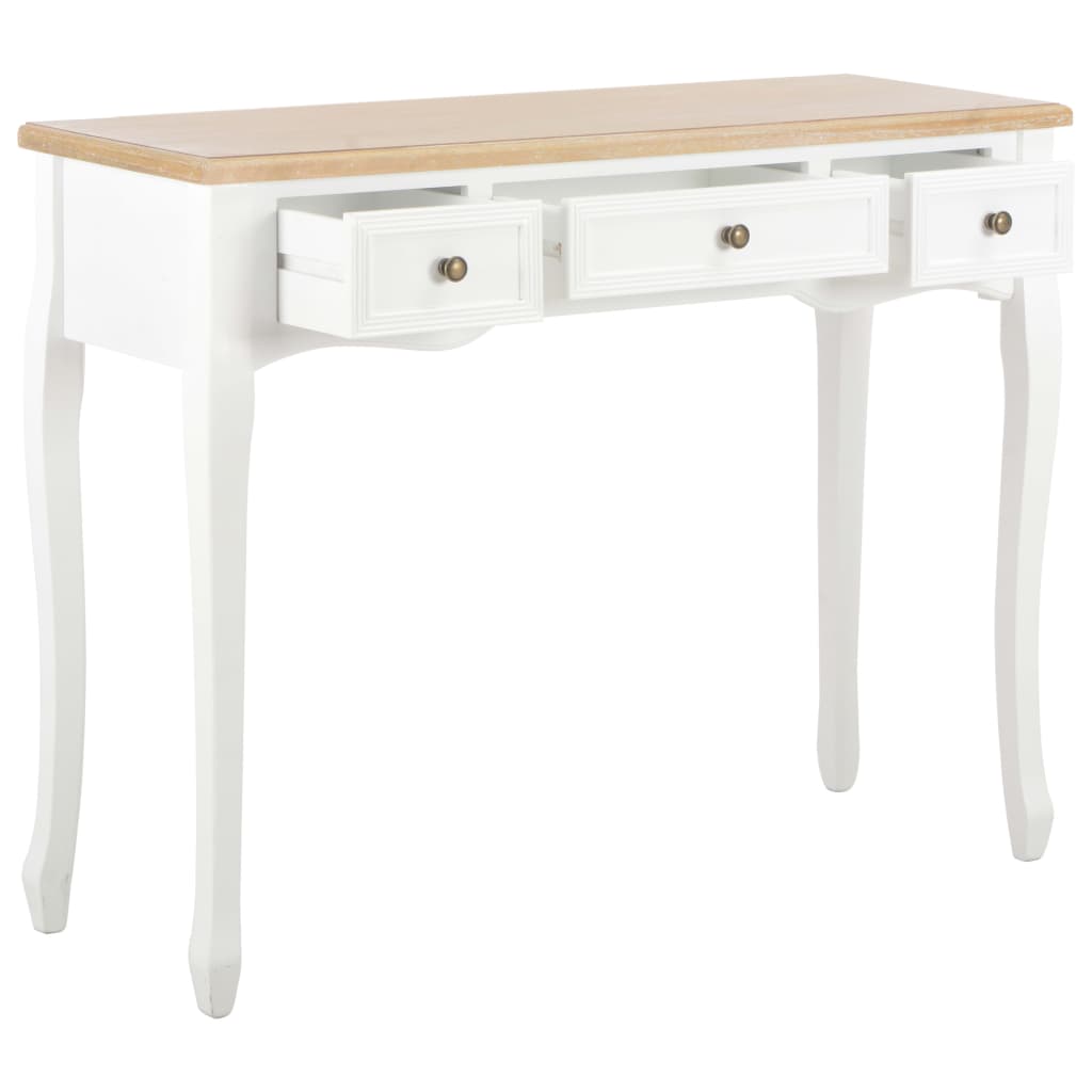 Vidaxl Mesa Consola Tocador con Tres Cajones Blanco