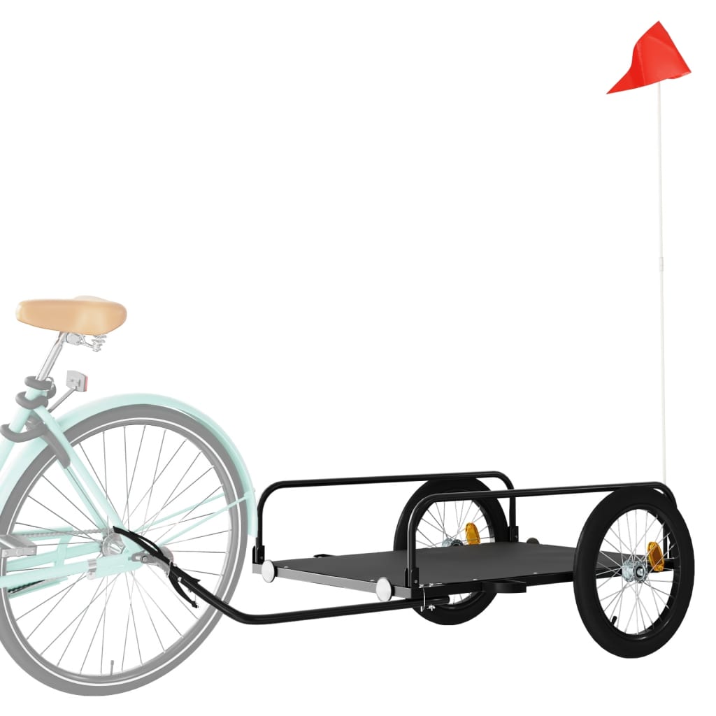 vidaXL Remolque para Bicicletas de Carga Maletas Carrito para Bici Hierro Negro Dimensiones 122 x 53 x 31 cm, 126 x 63 x 34 cm, 135 x 70 x 37 cm