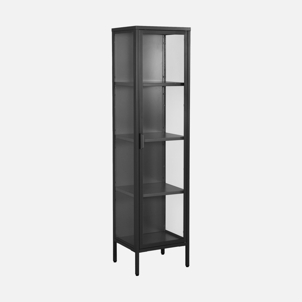 sweeek - Estantería de acero y vidrio templado, 1 puerta, 160 cm , Arkansas , 40x35x160