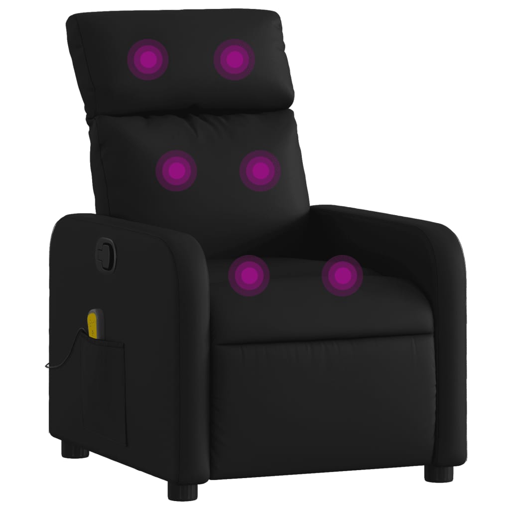 vidaXL Sillón reclinable de masaje de piel sintética negra