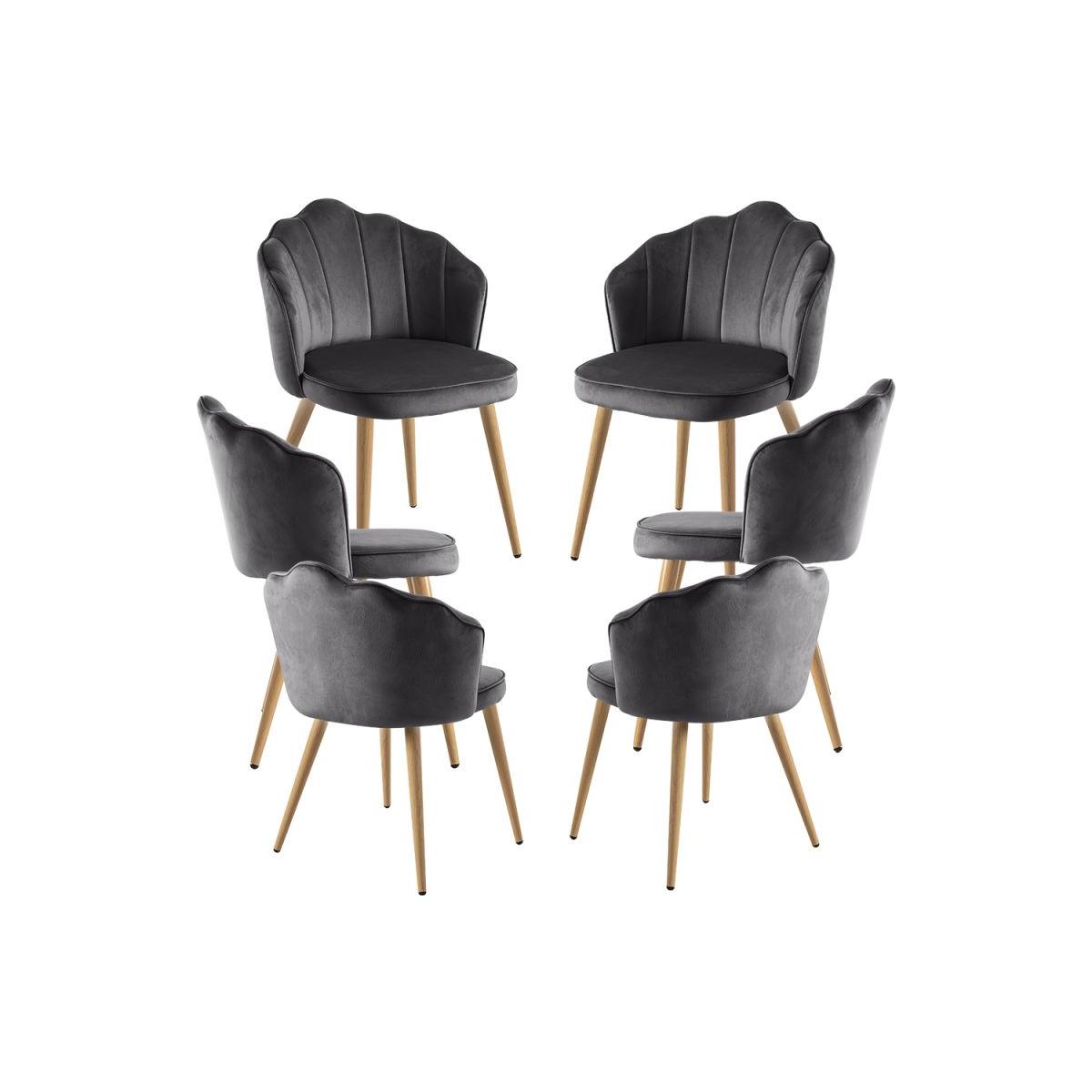 Regalos Miguel - Packs Sillas Comedor - Pack 6 Sillas Blume Terciopelo - Gris oscuro