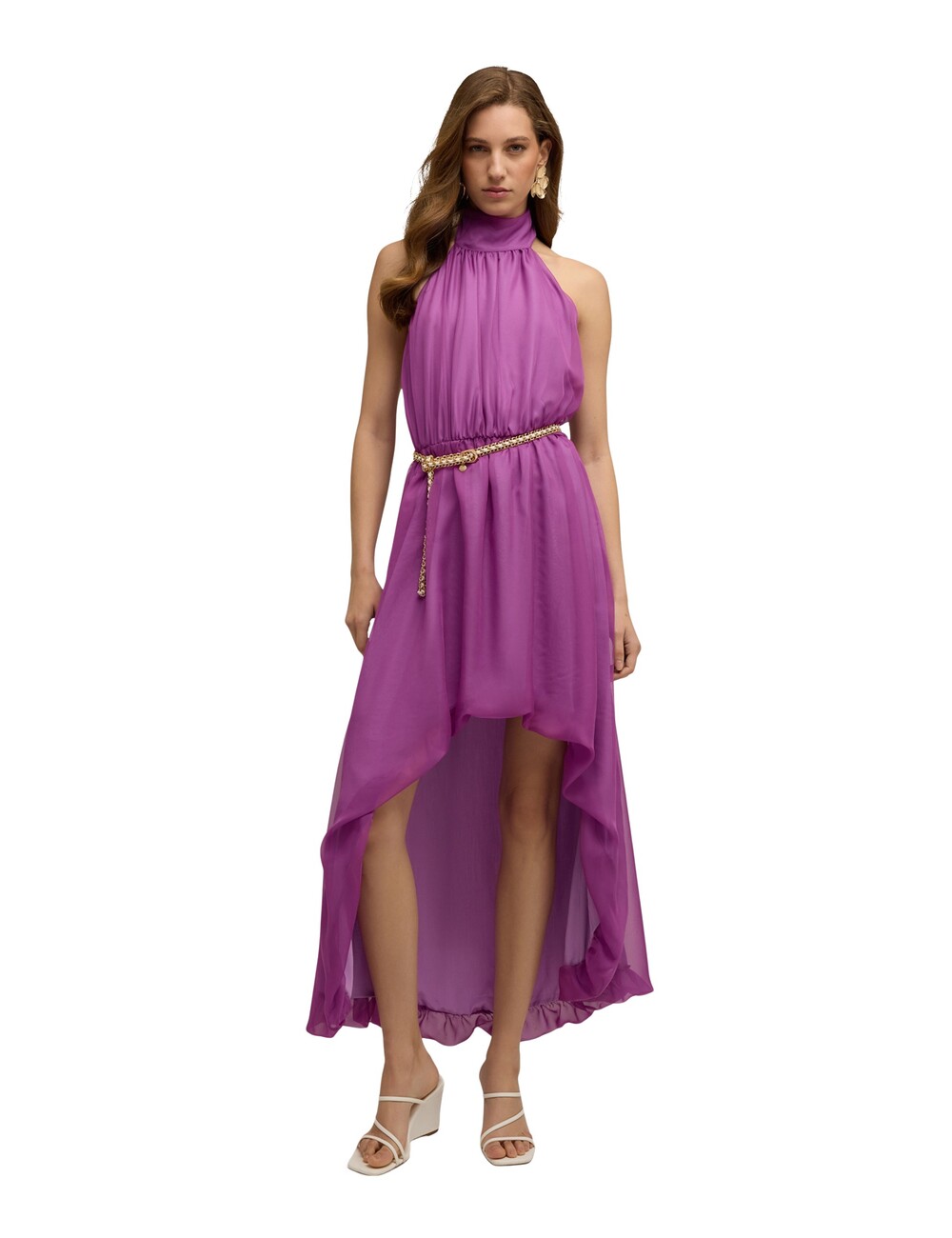 Motivi - Vestido largo asimétrico con espalda descubierta