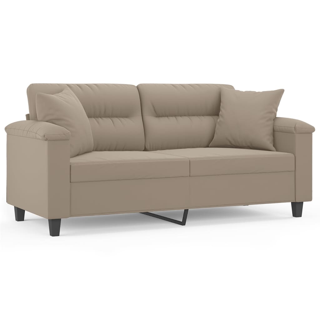 vidaXL Sofá de 2 plazas con cojines tela microfibra gris taupe 140 cm