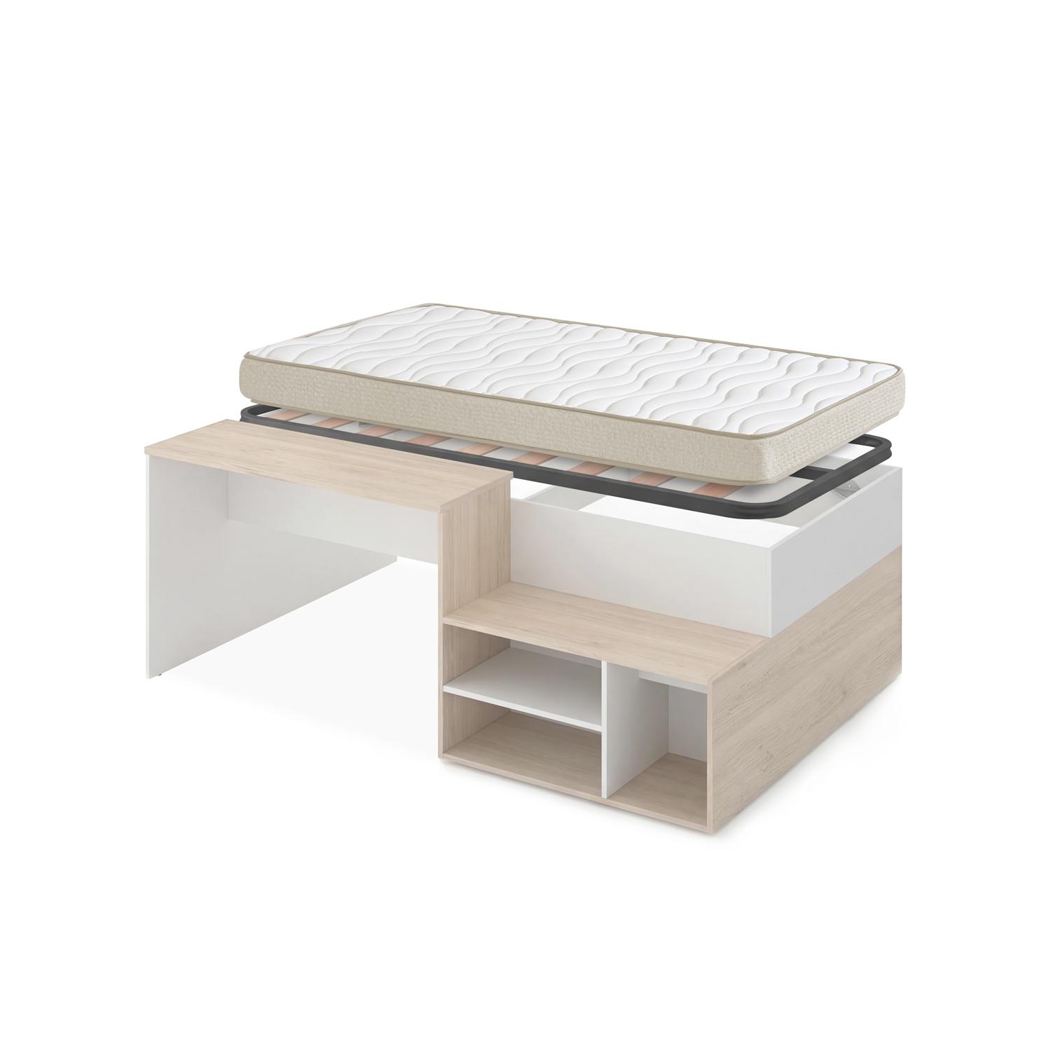 Pack ahorro Cama escritorio Kric con Colchón Nova y Somier lama ancha 90 x 190 cm | Subida a domicilio