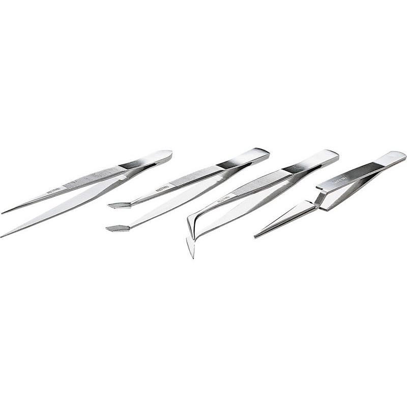 Proskit Juego de 4 Pinzas para Electrónica de Acero Inoxidable en Blister