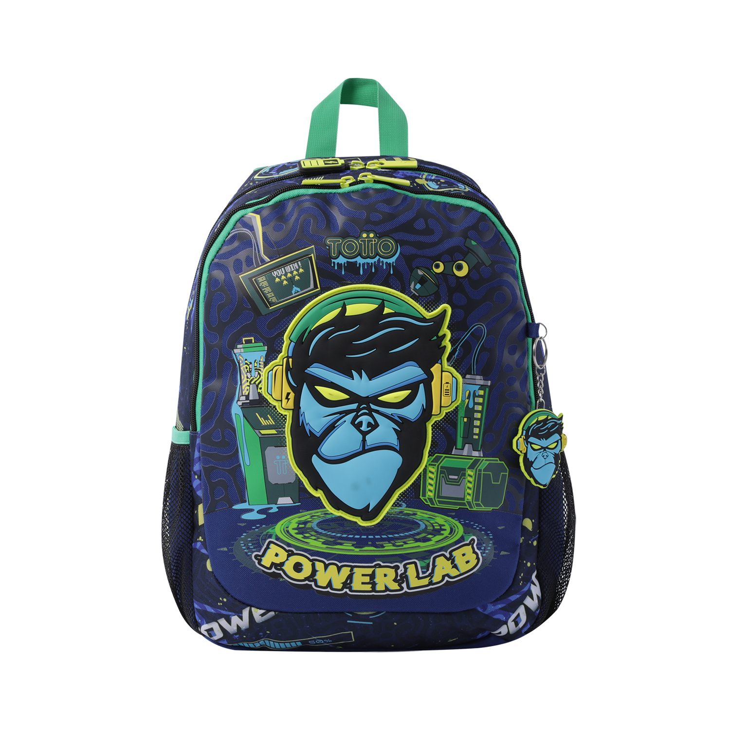 Totto Mochila infantil Kong Lab Material: Poliéster 28.5 x 40.5 x 11 cm