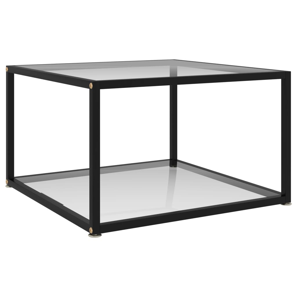 vidaXL Mesa de centro negra vidrio templado 60x60x35 cm en color Negro/Transparente | estructura resistente ideal para salón dormitorio o estudio