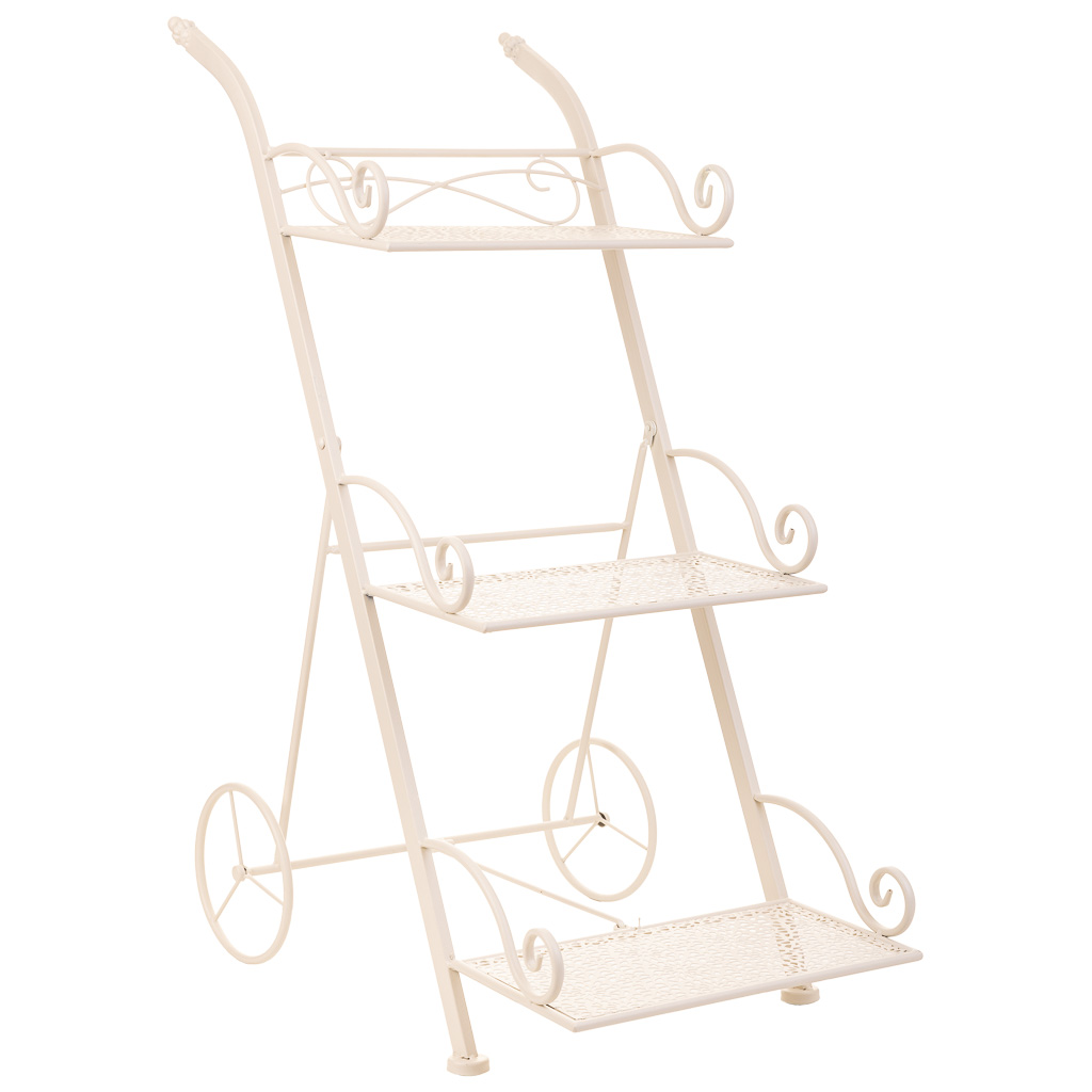 Carrito 3 Baldas Para Macetas De Forja Blanco 25x55x32cm, El mejor complemento para tu hogar