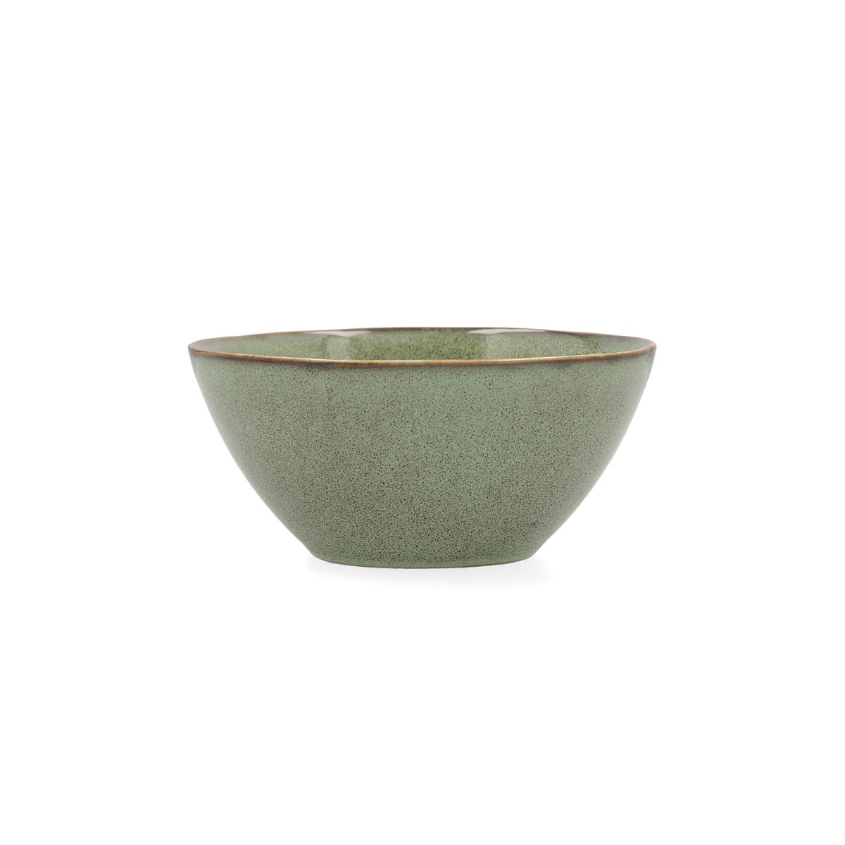 Bidasoa BIDASOA IKONIC Bol Gres 15,8x15x7cm. Verde Brillo. Diseño Orgánico con Tintas Reactivas. Apto Microondas y Lavavajillas.